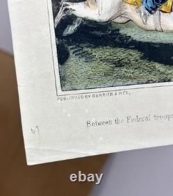 Original 1862 Currier & Ives Civil War Battle of Antietam Maryland Lithograph