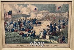 Original 1862 Currier & Ives Civil War Battle of Pittsburgh, TENN. Lithograph