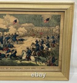 Original 1862 Currier & Ives Civil War Battle of Pittsburgh, TENN. Lithograph