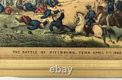 Original 1862 Currier & Ives Civil War Battle of Pittsburgh, TENN. Lithograph