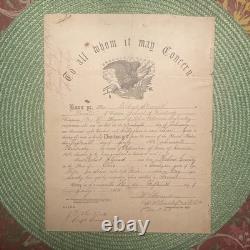 Original 1865 Civil War Discharge Co. B, 76th Ohio Vol Inf Vol Mustered July 1866