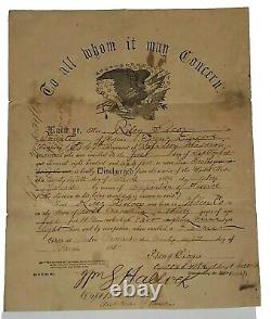 Original Antique 1865 Civil War Military Dishcharge Papers