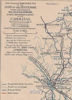 Original Antique Civil War CAMPAIGN SEIGE MAP Spanish Fort MOBILE Alabama