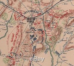 Original Antique Civil War Map BATTLE of GETTYSBURG from Robert E. Lee's Reports