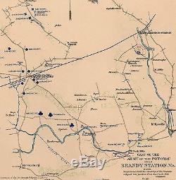 Original Antique Civil War Map CONFEDERATE ARMY Virginia Battles Culpeper VA