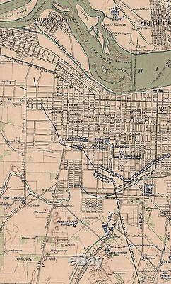 Original Antique Civil War Map Defenses of LOUISVILLE & MUNFORDVILLE Kentucky KY
