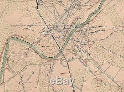 Original Antique Civil War Map Defenses of LOUISVILLE & MUNFORDVILLE Kentucky KY