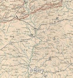 Original Antique Civil War Map GEORGIA ALABAMA Montgomery Opelika AL Columbus GA