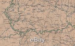 Original Antique Civil War Map KANSAS MISSOURI Topeka Olathe KS Independence MO