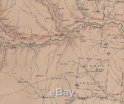 Original Antique Civil War Map KANSAS MISSOURI Topeka Olathe KS Independence MO