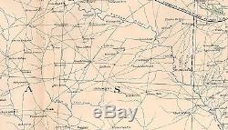 Original Antique Civil War Map LOUISIANA TEXAS Fort Worth Waco Dallas Plano TX
