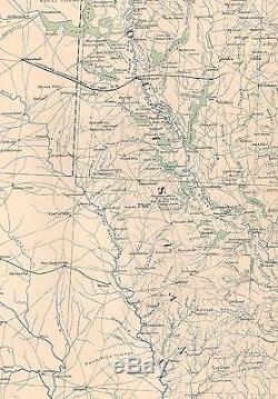 Original Antique Civil War Map LOUISIANA TEXAS Fort Worth Waco Dallas Plano TX