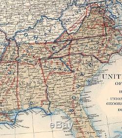 Original Antique Civil War Map UNION & CONFEDERATE BOUNDARIES December 31, 1863