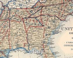 Original Antique Civil War Map UNION & CONFEDERATE BOUNDARIES December 31, 1863