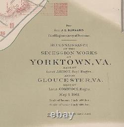 Original Antique Civil War Reconnaissance Map YORKTOWN Williamsburg Virginia VA