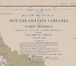 Original Antique Civil War Topographical Map SOUTHEASTERN VIRGINIA Fort Monroe