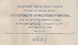 Original Antique US Civil War Reconnaissance Map VIRGINIA WEST VIRGINIA Battles