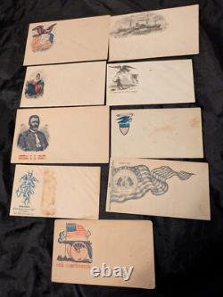 Original CIVIL War Envelopes Patriotic Covers Lot Of 9 Unused