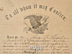 Original Civil War 1865 Union 215th Regiment Pennsylvania Volunteers Discharge