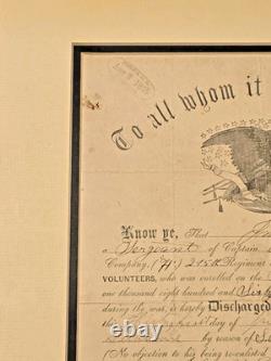 Original Civil War 1865 Union 215th Regiment Pennsylvania Volunteers Discharge
