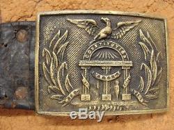 Original Civil War Confederate Georgia State Seal Belt Buckle & Pistol Holster