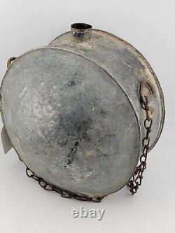 Original Civil War Confederate or Cowboy, Line Rider Tin Drum Canteen W Chain