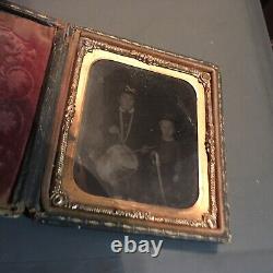 Original Civil War. Tintype Of 2 Young Boys 1 Drummer Other Holding Sword /Caps