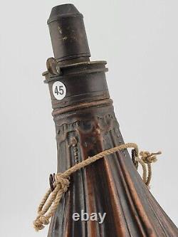 Original Civil War US Army Flask & Cap Brass Powder Flask W Indian Police Badge