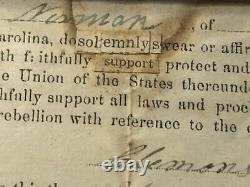 Original Confederate CIVIL War Oath Of Allegiance Surry North Carolina 1865