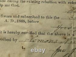 Original Confederate CIVIL War Oath Of Allegiance Surry North Carolina 1865