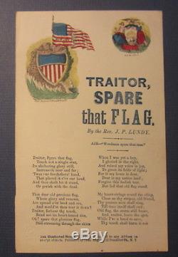 Original Old 1860's Civil War Era MAGNUS SONG SHEET Traitor Spare That Flag