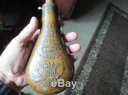 Original U. S. Model 1850's pre-civil war Peace & Friendship Powder flask Batty