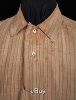Original Vintage 1860's Civil War Era Butternut Color Stripped Calico Shirt
