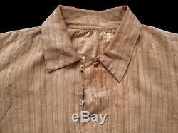 Original Vintage 1860's Civil War Era Butternut Color Stripped Calico Shirt