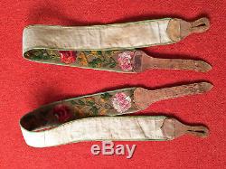 Original Vintage Circa 1860's Civil War Era Embroidered Floral Suspenders Braces