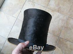 PERFECT Tall Antique Civil War / Antebellum Lincoln STOVE PIPE Hat, HARTFORD CT