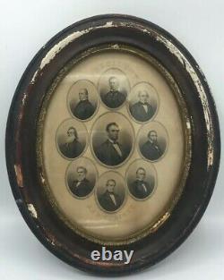 PRESIDENT ABRAHAM LINCOLN AND WHITE HOUSE CABINET/ CIVIL WAR in FRAME-ANTIQUE
