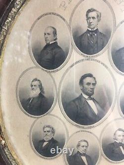 PRESIDENT ABRAHAM LINCOLN AND WHITE HOUSE CABINET/ CIVIL WAR in FRAME-ANTIQUE