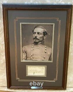 P G T Beauregard Signature Card July 1865 from New Orleans with Image in Frame