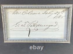 P G T Beauregard Signature Card July 1865 from New Orleans with Image in Frame