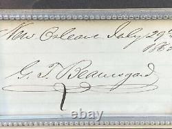 P G T Beauregard Signature Card July 1865 from New Orleans with Image in Frame