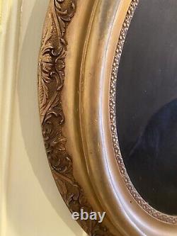 Pair Civil War Oil Portraits Union Captain & Wife ID'D Original Oval Gilt Frames
