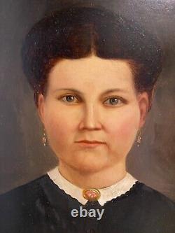 Pair Civil War Oil Portraits Union Captain & Wife ID'D Original Oval Gilt Frames