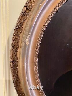 Pair Civil War Oil Portraits Union Captain & Wife ID'D Original Oval Gilt Frames