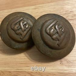 Pair Of Civil War Brass Rosetts Intertwined USA Pair Of Civil War Brass Rosetts Intertwined USA