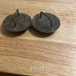 Pair Of Civil War Brass Rosetts Intertwined USA