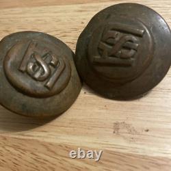 Pair Of Civil War Brass Rosetts Intertwined USA