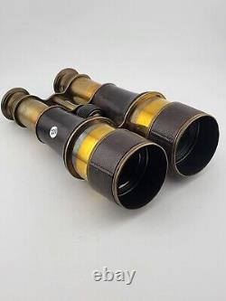 Post Civil War US/British antique binoculars field glasses Leather Grips. Clean
