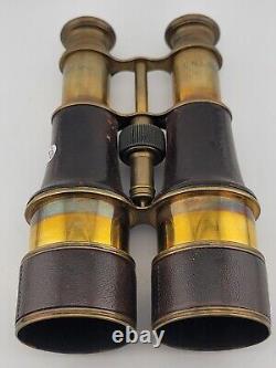 Post Civil War US/British antique binoculars field glasses Leather Grips. Clean