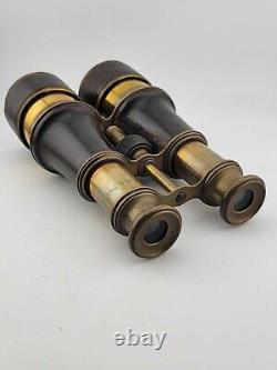 Post Civil War US/British antique binoculars field glasses Leather Grips. Clean